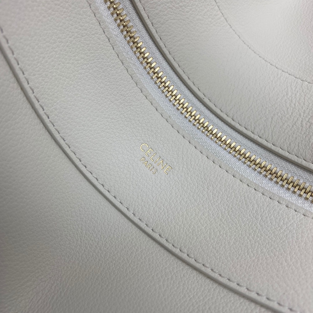 Celine Medium Romy Shoulder Bag Handbag In Supple Calfskin White 197443